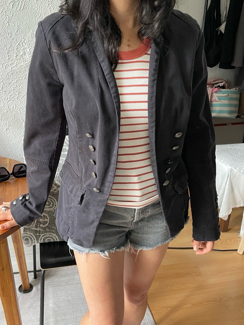 Free People Military-Style Buttoned Blazer, size LARGE, vintage Y2K - Picture 3 of 14